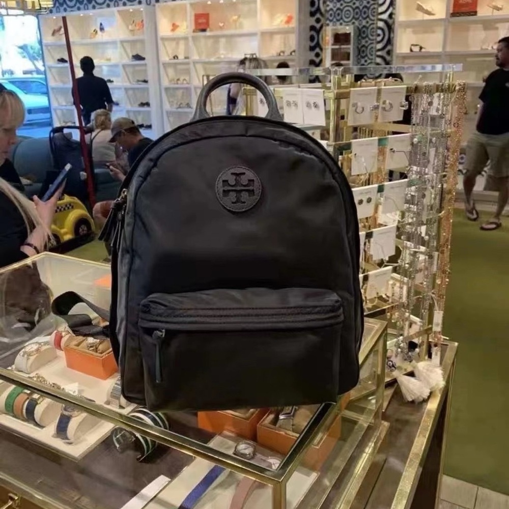 New!Tory Burch Black Nylon Backpack - Picture 1 of 6